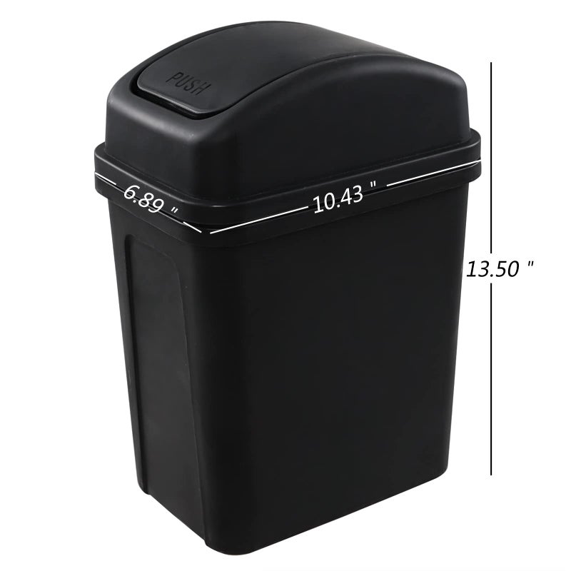 Hommp 2 Gallon Swing Top Trash Can, Small Garbage Can with Swing Lid, Black - Image 2
