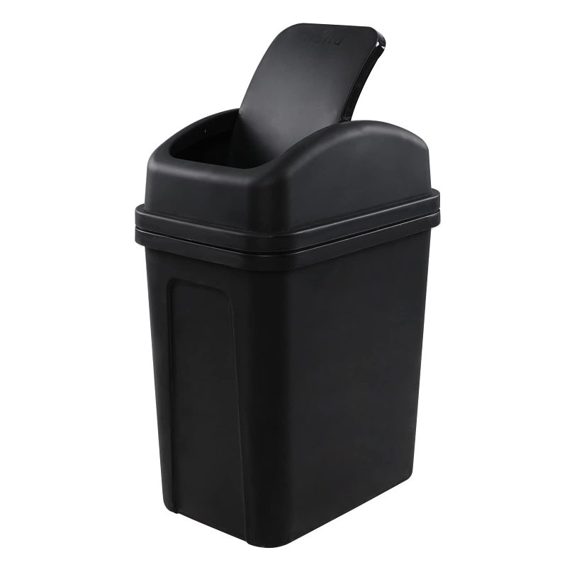 Hommp 2 Gallon Swing Top Trash Can, Small Garbage Can with Swing Lid, Black - Image 1