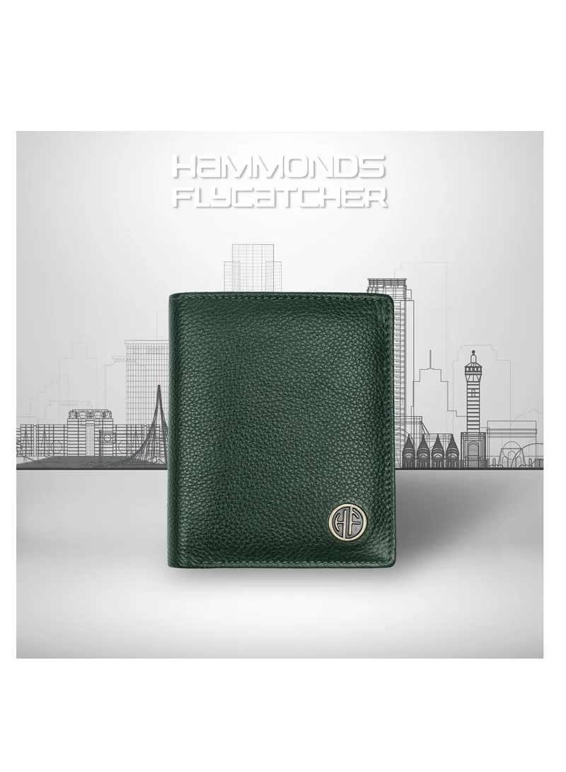 HAMMONDS FLYCATCHER Leather Wallet for Men - RFID Protected Leather Purse for Men, Money Purse for Men, Bi-Fold Wallet - 3 Card Slots, 2 ID Slots, Coin Pocket, Hidden Pockets - Sea Green | HF514_GRN | 991N