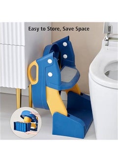Gonice Kids Potty Training Seat, Foldable Toilet Seat, 3-in-1 Potty Training Seat, Toilet Seat with Non-Slip Ladder, Foldable Toddler Toilet Seat, for Baby Kids Boys Girls, Potty Seat Potty-Blue  - Image 5