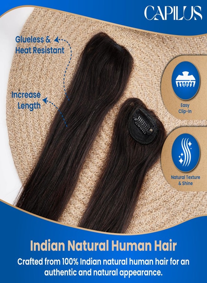 Capilus Invisible Hair Patch (Natural Black, 12 Inch 1 Pack) | 100% Indian Human Hair Extensions for Women & Girls | Natural-Looking Volumizer | Undetectable, Durable & Non-Damaging Clip Mechanism - Image 3