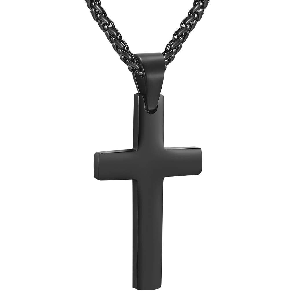 PROSTEEL Mens Cross Necklace Black Pendant Chain 22 inch Trendy Gothic Punk Jewelry Gift Women Men Minimalist Cross Necklaces
