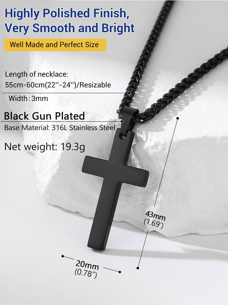 PROSTEEL Mens Cross Necklace Black Pendant Chain 22 inch Trendy Gothic Punk Jewelry Gift Women Men Minimalist Cross Necklaces - Image 3
