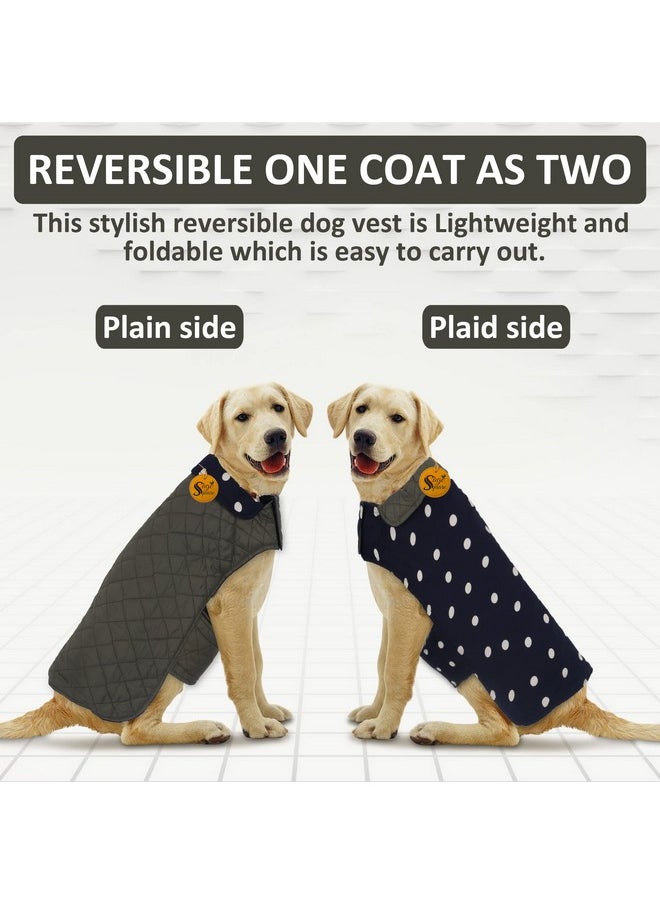 Sage Square Dog Fleece Jacket Reversible Dog Vest Waterproof, Windproof Cold Weather Dog Clothes Pet Apparel For Dogs (Navy Blue And Grey) (Small) (12 Inches)  - Image 3