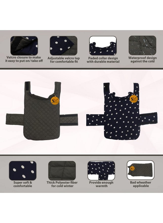 Sage Square Dog Fleece Jacket Reversible Dog Vest Waterproof, Windproof Cold Weather Dog Clothes Pet Apparel For Dogs (Navy Blue And Grey) (Small) (12 Inches)  - Image 4