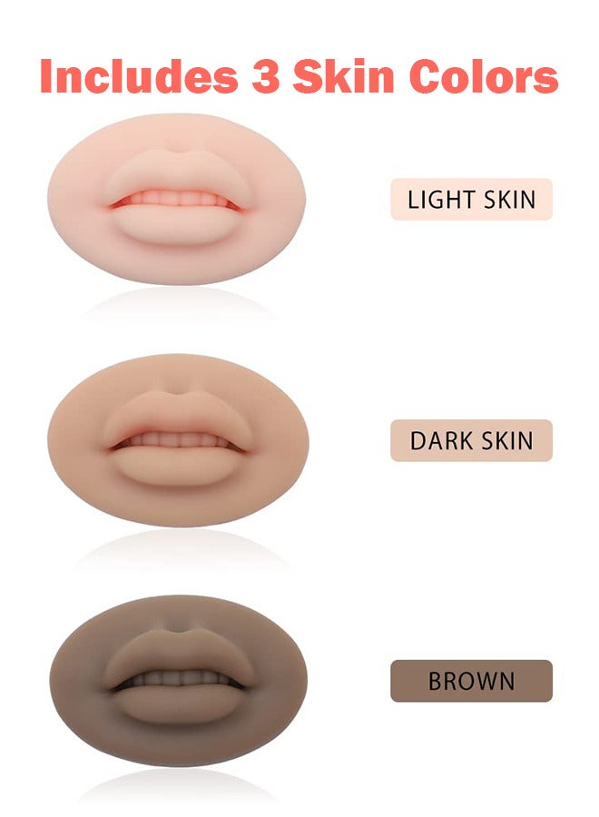Generic 3pcs 5D Soft Silicone Fake Lips for Permanent Makeup Practice Tattoo Practice Skins for Beginners and Professionals  - Image 2