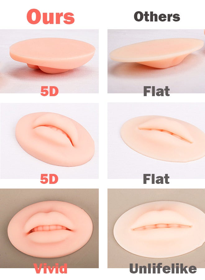 Generic 3pcs 5D Soft Silicone Fake Lips for Permanent Makeup Practice Tattoo Practice Skins for Beginners and Professionals  - Image 5