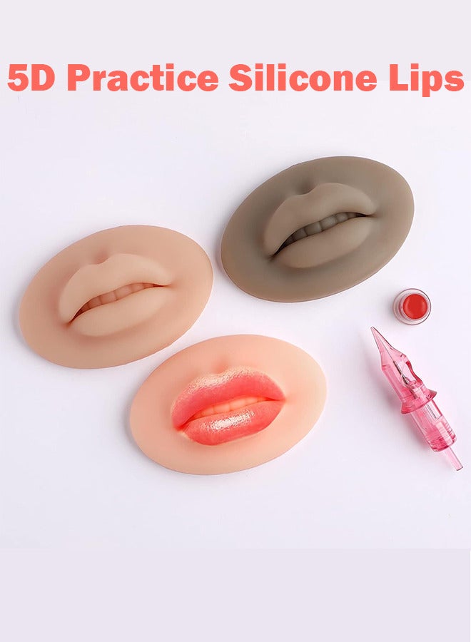 Generic 3pcs 5D Soft Silicone Fake Lips for Permanent Makeup Practice Tattoo Practice Skins for Beginners and Professionals  - Image 4