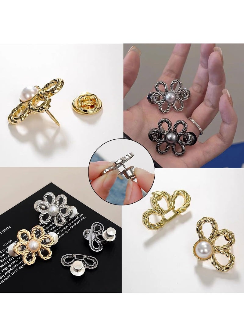 شو وو Adjustable Waist Buckle Extender Set, 8 Set 4 Style Jean Button Pins No Sewing Required Pants Clips for Waist, Sets, Jeans Dress - Image 4