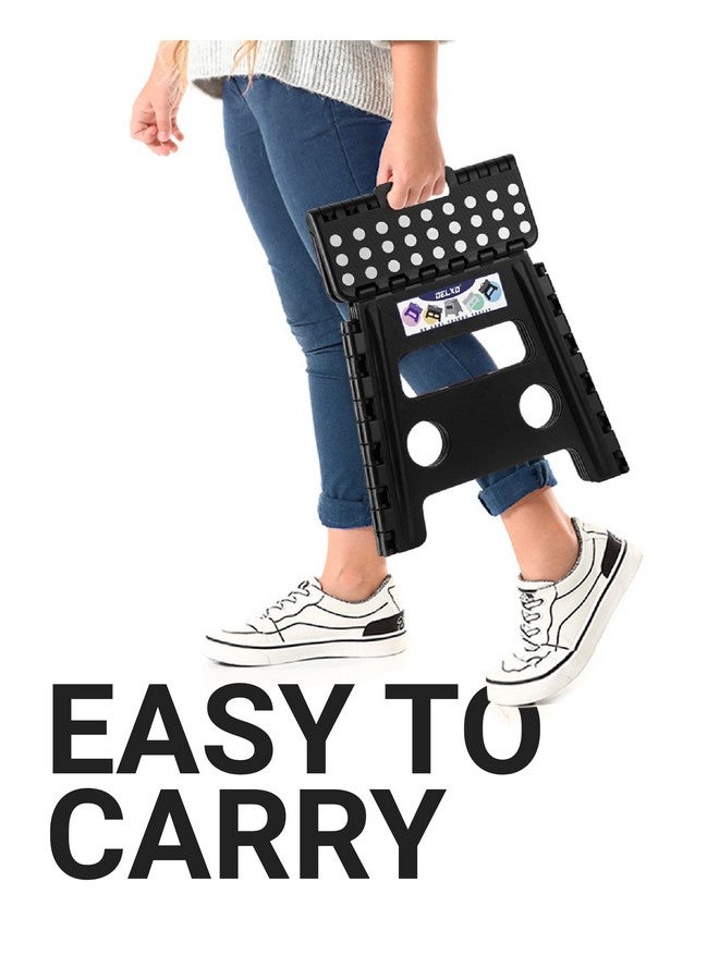 Delxo Folding Step Stool, 13 inch Non-Slip Foldable Stools for Kids & Adults Up to 300 LBS, Step Stool with Handle, Lightweight for Kitchen, Bathroom, Bedroom, Garden, Black, 1PC - Image 5