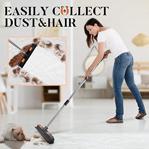 Conliwell Rubber Broom Carpet Rake for Pet Hair, Fur Remover Broom with Squeegee, Portable Detailing Lint Remover Brush (Stainless 4 Steel Handle) - Image 5