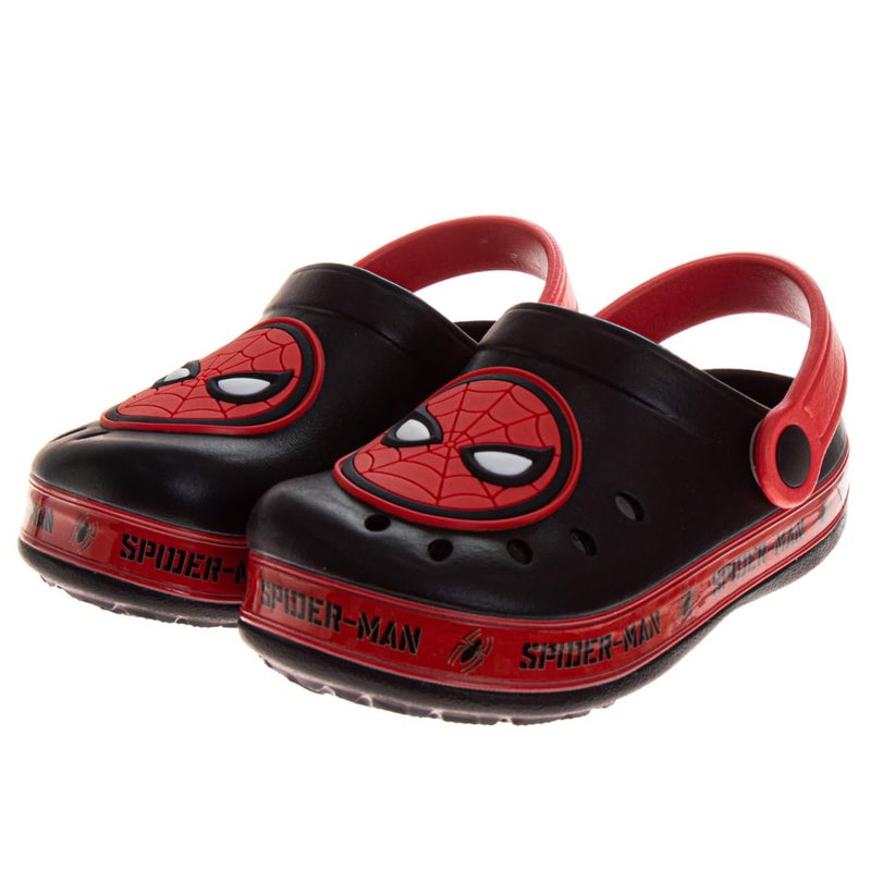 Josmo Boys Spider-Man Clog Sandals Marvel Waterproof Slip-On Slides Closed Toe Clogs with Backstrap- Black Red Size 9-10 Toddler - Image 1