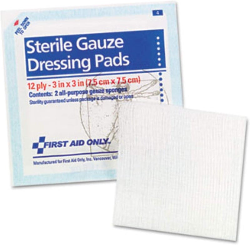 First Aid Only ضمادات شاش معقمة من فيرست أيد أونلي 12 طبقة 3 × 3 1 لكل واحدة بيضاء - Image 2