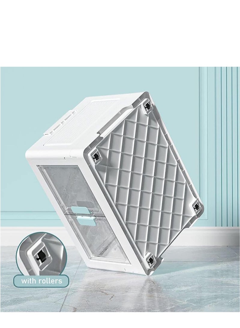 Womdee - 3 Pcs Foldable Storage Box, Extra large Dual Opening Storage Organizer, 52L Stackable Bins with Lids and Wheels for Clothes, Snacks, Toys & Books, Collapsible Container for Home Office Outdoor Car - Image 1