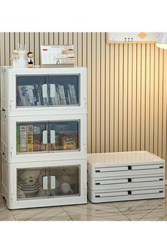 3 Pcs Foldable Storage Box, Extra large Dual Opening Storage Organizer, 52L Stackable Bins with Lids and Wheels for Clothes, Snacks, Toys & Books, Collapsible Container for Home Office Outdoor Car
