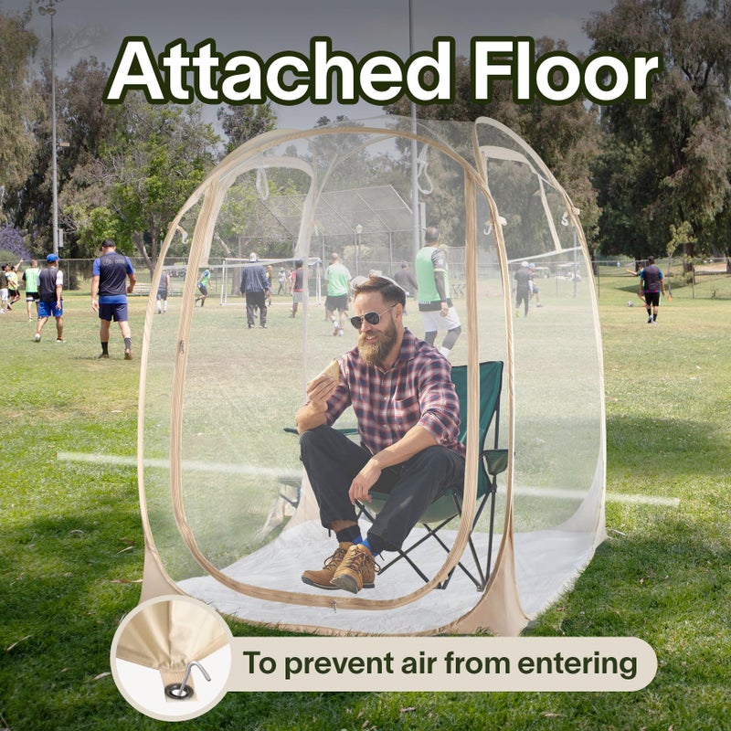 PrivatePod خيمة رياضية لجميع الأحوال الجوية EighteenTek® مع أرضية ملحقة، خيمة فقاعة خارجية فورية، ملجأ شمس مقاوم للمطر للفعاليات الرياضية والتخييم وصيد الأسماك والتشجيع 50" X 50" X 62"H - Image 3