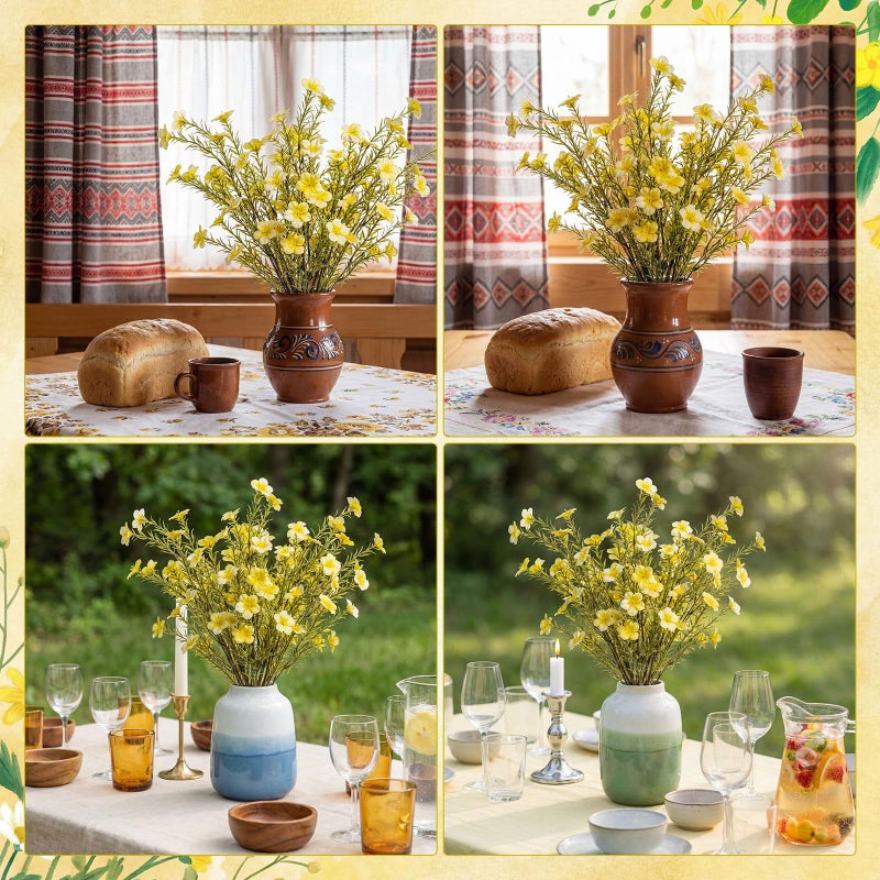 FineCheer 24 Bundles Artificial Wildflowers with Stems 23.6 Inch Silk Spring Floral Picks Fake Forsythia Branches DIY Wildflower Arrangements for Home Indoor Outdoor Wedding Centerpieces(Mixed Colors) - Image 4
