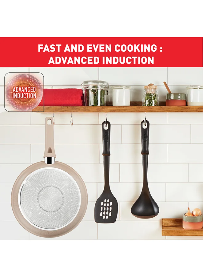 Tefal TEFAL Delight | Frypan 20 cm | Non-Stick Coating | Heat Indicator | 100% Recycled Aluminum Body | Made in France | 2 Years Warranty | G2930202 Beige - Sandstone