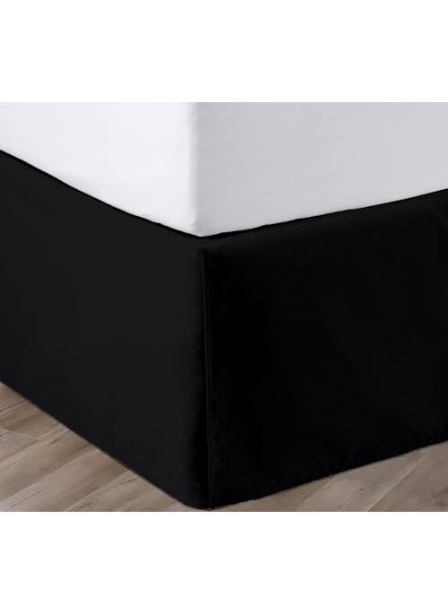 SGI bedding SGI bedding 18 Inch Drop Bed Skirt Queen Size with Platform to Stay in Place Elegant Pleated Design with Split Corners Wrinkle Resistant Fabric for Modern and Stylish Look  Black 