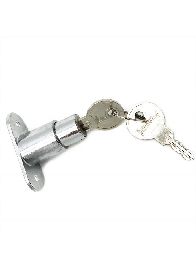 XMHF Push Plunger Lock, 19mm Cylinder Zinc Alloy Chrome Finish, 2Pcs, Keyed Different - Image 3