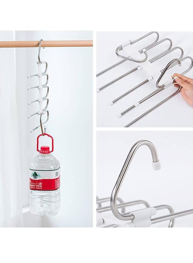 Pants Hangers 2 Pack Space Saving S-Type Stainless Steel Clothes Pants Hangers ，Anti-Slip Design,Clothes Closet Storage Organizer for Pants Jeans Trousers Skirts Scarf (White) - Image 3