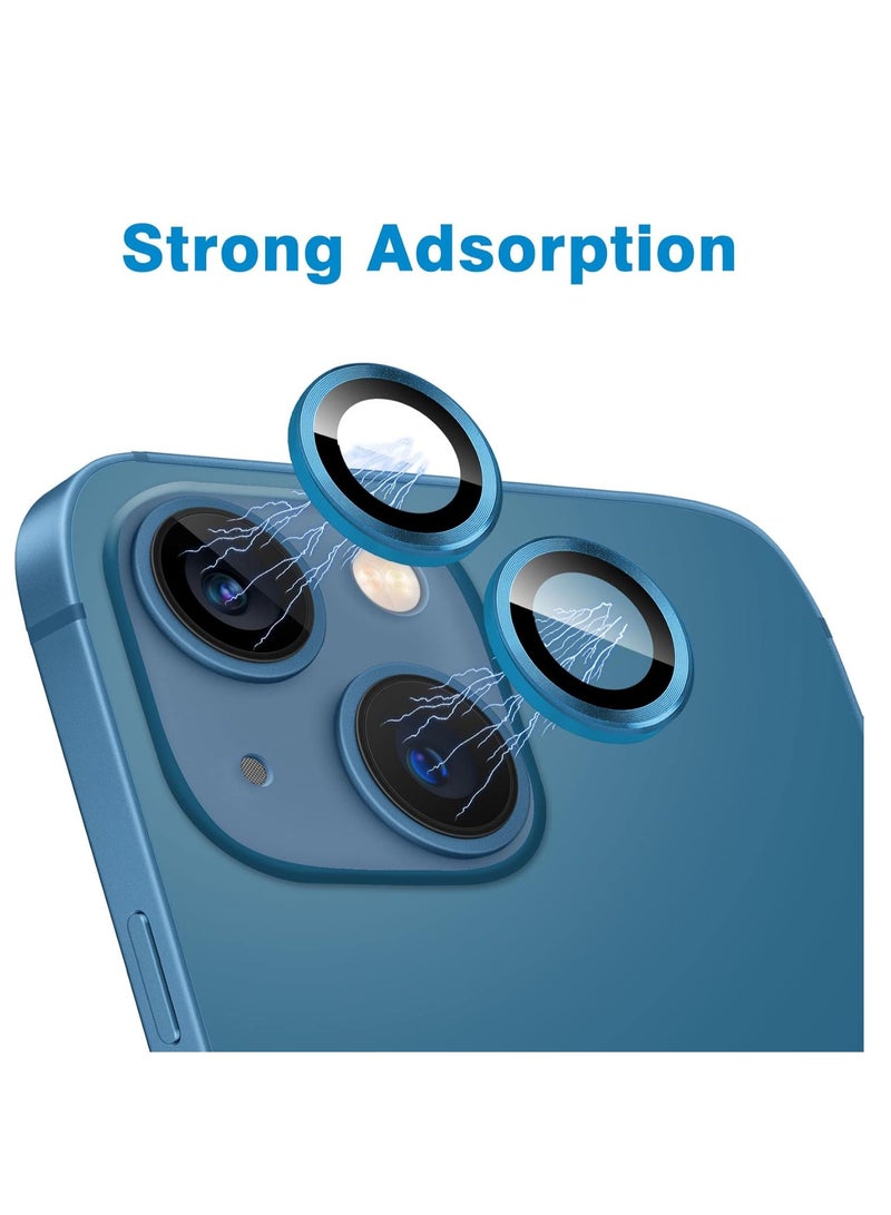 iPhone 13 Mini and 13 Camera Lens Protector, Anti-Scratch 9H Tempered Glass Metal Camera Screen Protector Shockproof Cover -Blue - Image 2