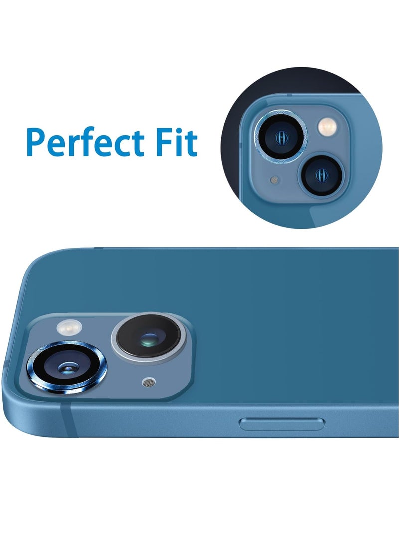 iPhone 13 Mini and 13 Camera Lens Protector, Anti-Scratch 9H Tempered Glass Metal Camera Screen Protector Shockproof Cover -Blue - Image 3