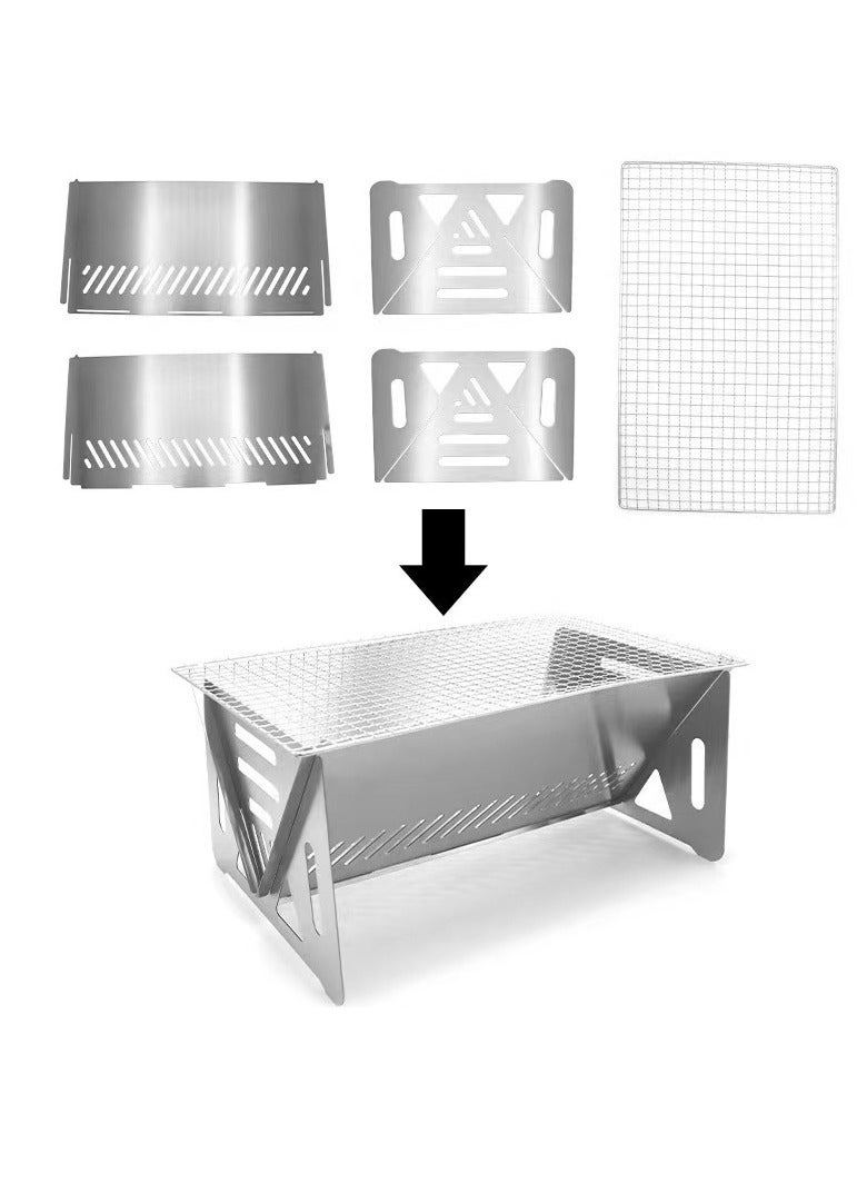 general Outdoor Foldable BBQ Household Indoor and Outdoor Stainless Steel Card Road Camping BBQ Skewers Portable Stove Tea - Image 2