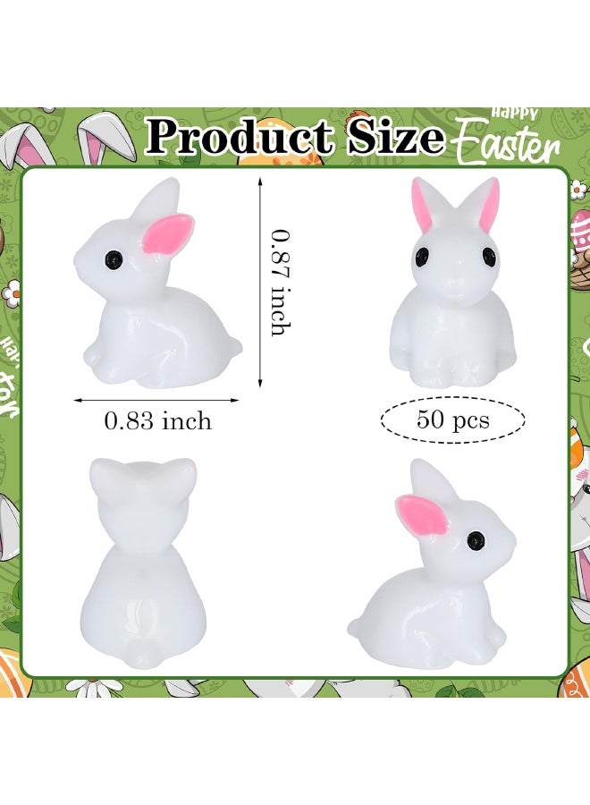 50 Pcs Mini Resin Rabbits, Tiny Rabbits Set for Potted Miniature Decoration, Garden Aquarium Potted, Garden Dollhouse, Cake Decoration, DIY Slime Kit, Craft Charms Party Toys - Image 2