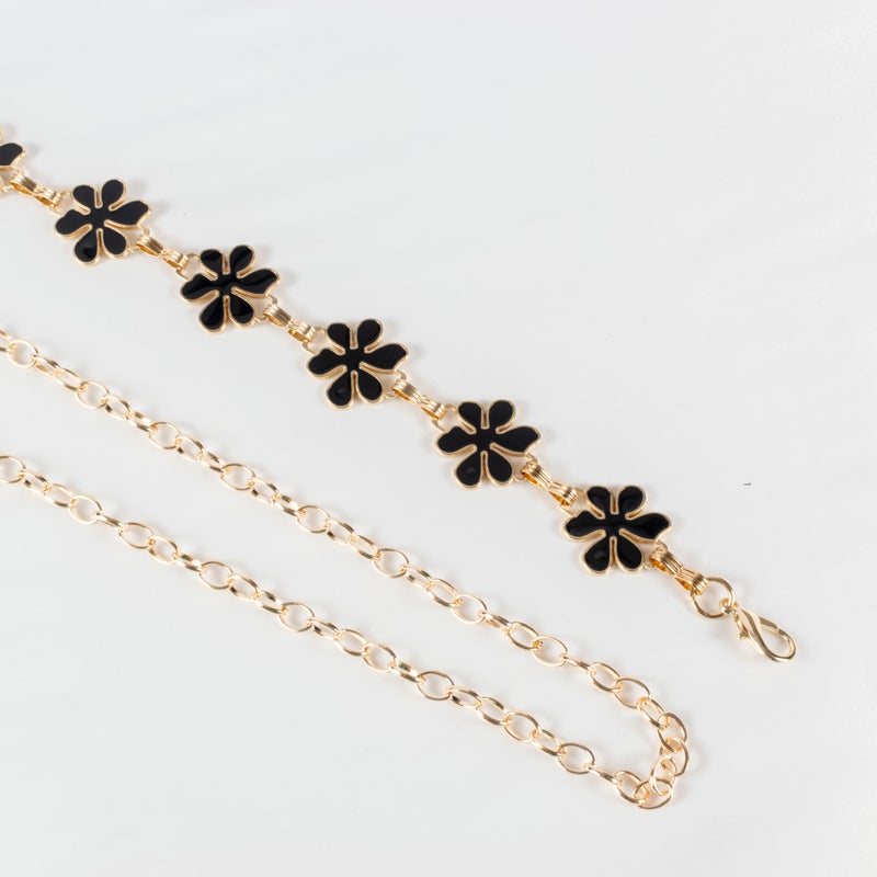 ذا بلاك بيرل اكسسوريز حزام معدن حريمي ذهبي دبل فيس - Image 2