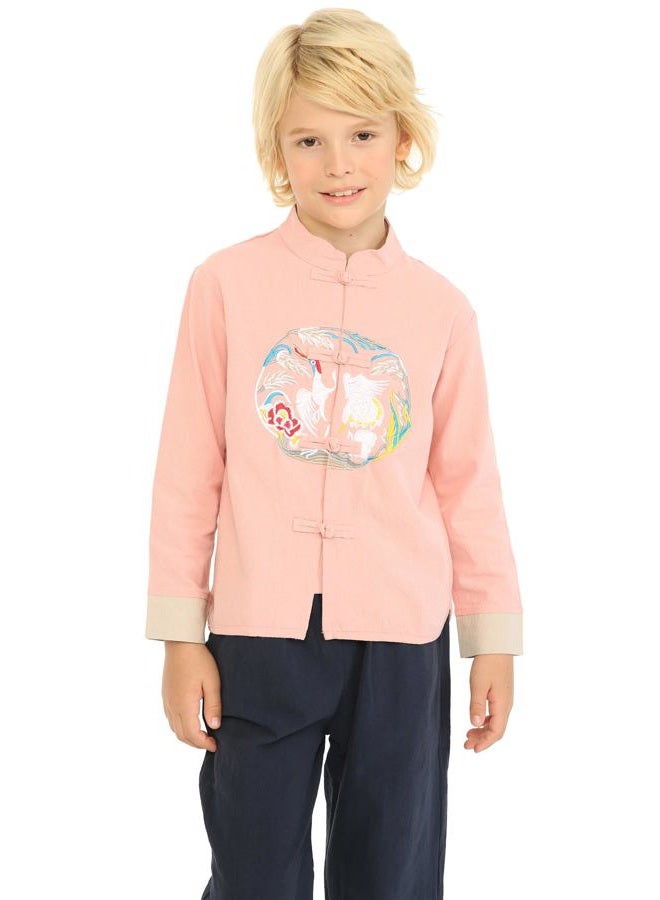 Mud Kingdom Boys Tang Jacket Cute Chinese Traditional Shirt Happy New Year Top, Cotton Linen Red, 4 Years - Image 3