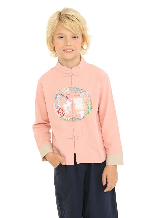 Mud Kingdom Boys Tang Jacket Cute Chinese Traditional Shirt Happy New Year Top, Cotton Linen Red, 4 Years - Image 2