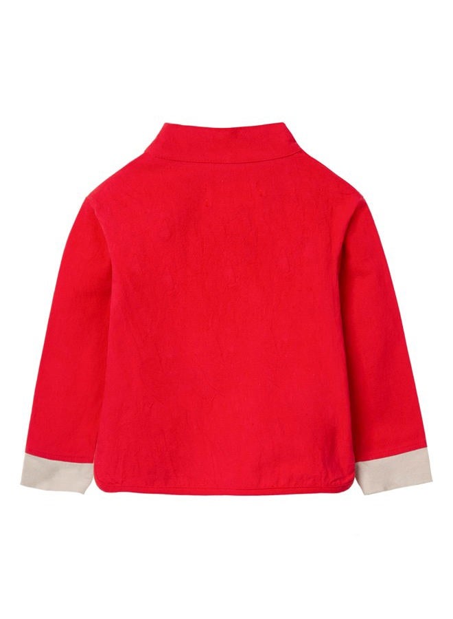 Mud Kingdom Boys Tang Jacket Cute Chinese Traditional Shirt Happy New Year Top, Cotton Linen Red, 4 Years - Image 5