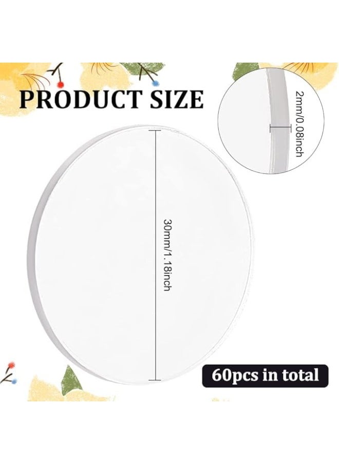 Horoof Home Horoof Home® 60 Pcs Clear Acrylic Circle Blanks – 3 cm Diameter, 2mm Thick – Transparent Round Acrylic Discs for DIY Crafts, Laser Cutting, Engraving, Painting, Keychains, and Decorations  - Image 2