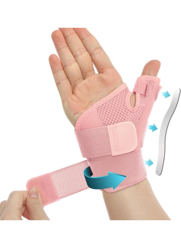 Thumb Splint with Wrist Brace - Thumb Support Brace for Wrist Hand Thumb Stabilizer Fits Both Right Left Hand for Men and Women, Coral Rose - Image 1