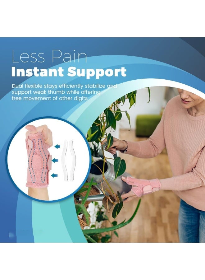 Thumb Splint with Wrist Brace - Thumb Support Brace for Wrist Hand Thumb Stabilizer Fits Both Right Left Hand for Men and Women, Coral Rose - Image 3