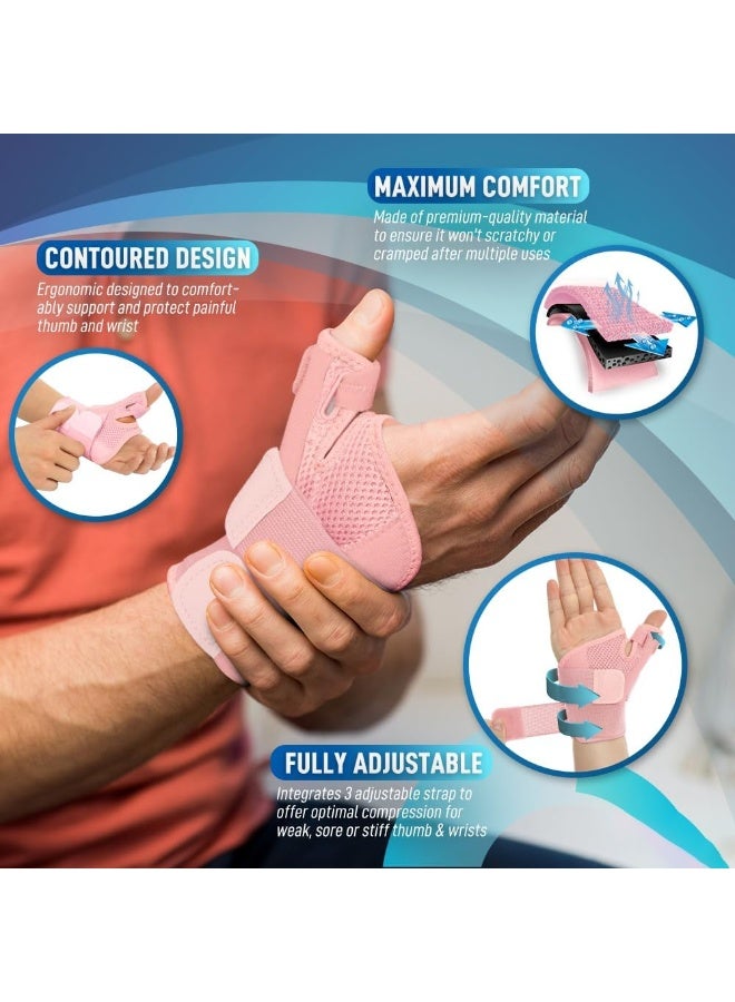 Thumb Splint with Wrist Brace - Thumb Support Brace for Wrist Hand Thumb Stabilizer Fits Both Right Left Hand for Men and Women, Coral Rose - Image 2