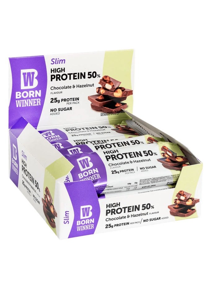 BORN WINNER Slim Protein Bar - Chocolate Hazelnuts - (12 pack)  - Image 1