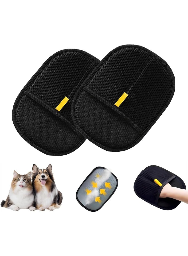 2PCS Pet Hair Removal Gloves, Electrostatic Reusable Double-sided for Short & Long Hair Dogs Cats Grooming & Bathing - Image 1