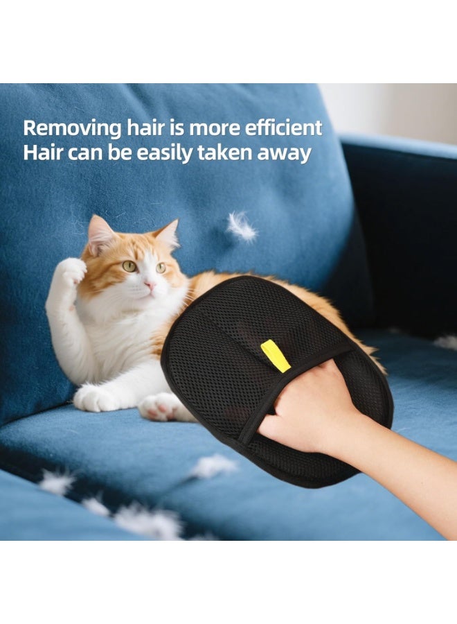 2PCS Pet Hair Removal Gloves, Electrostatic Reusable Double-sided for Short & Long Hair Dogs Cats Grooming & Bathing - Image 3