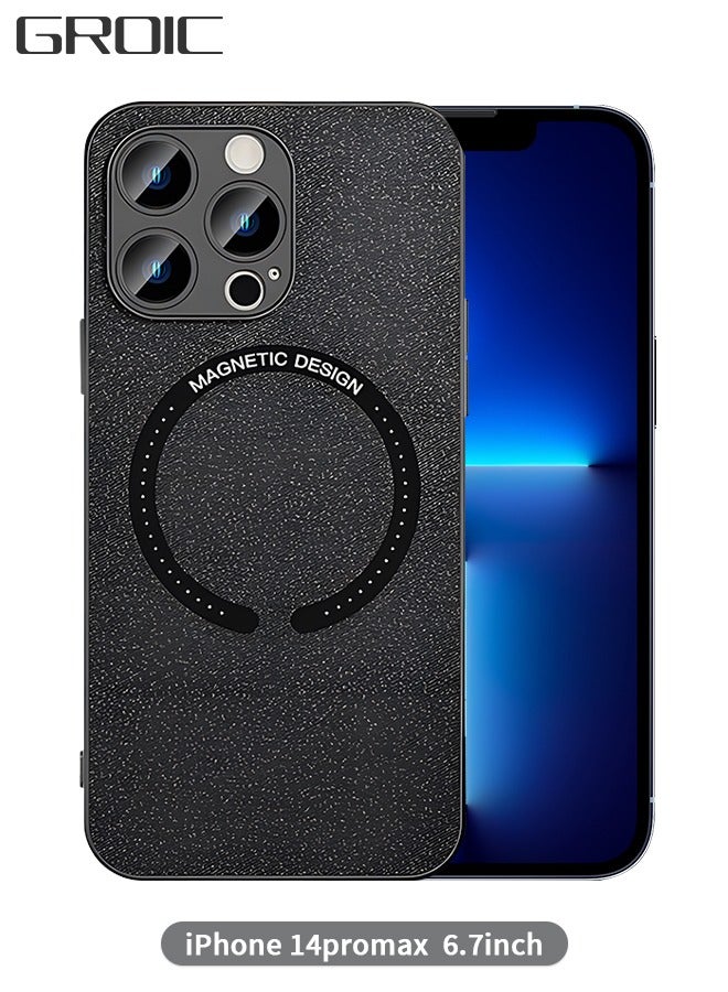GROIC Compatible with Iphone 14 Pro Max Case, Magnetic Protective Case, Electroplated Bumper Phone Cover, Leather Cover Soft Case, Support Wireless Charging Phone Shell, for Iphone 14 Pro Max 6.7 Inch - Image 1