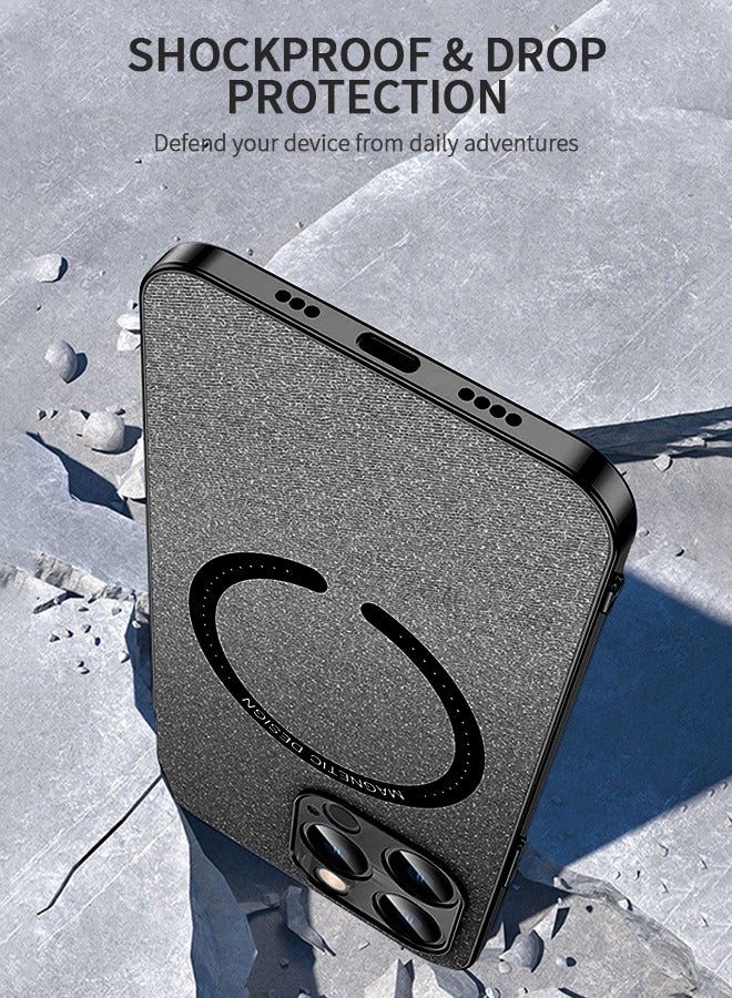 GROIC Compatible with Iphone 14 Pro Max Case, Magnetic Protective Case, Electroplated Bumper Phone Cover, Leather Cover Soft Case, Support Wireless Charging Phone Shell, for Iphone 14 Pro Max 6.7 Inch - Image 5