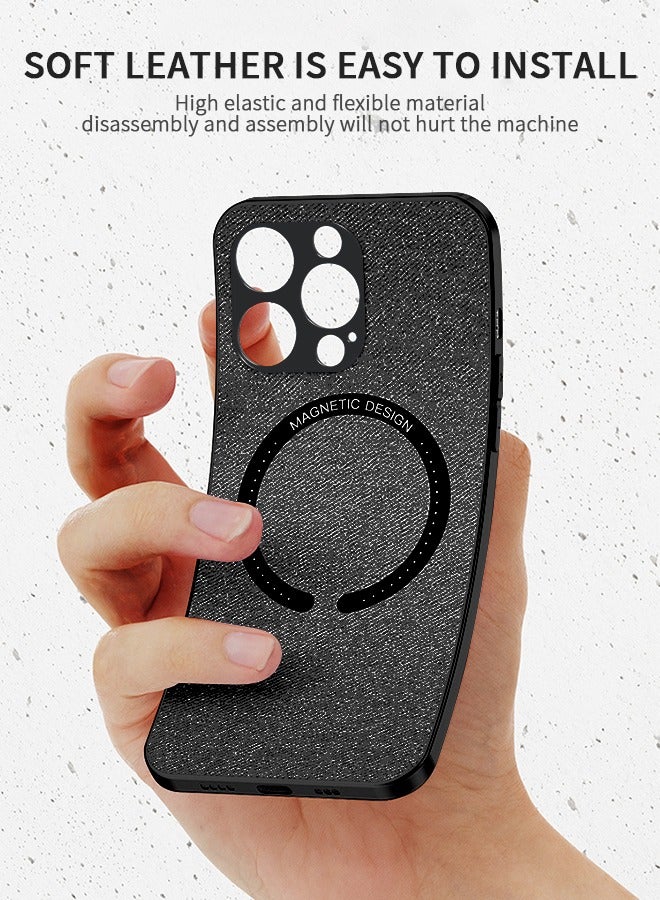 GROIC Compatible with Iphone 14 Pro Max Case, Magnetic Protective Case, Electroplated Bumper Phone Cover, Leather Cover Soft Case, Support Wireless Charging Phone Shell, for Iphone 14 Pro Max 6.7 Inch - Image 3