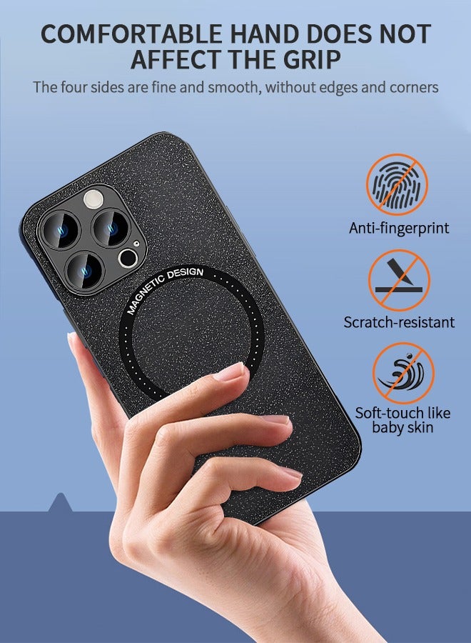 GROIC Compatible with Iphone 14 Pro Max Case, Magnetic Protective Case, Electroplated Bumper Phone Cover, Leather Cover Soft Case, Support Wireless Charging Phone Shell, for Iphone 14 Pro Max 6.7 Inch - Image 4