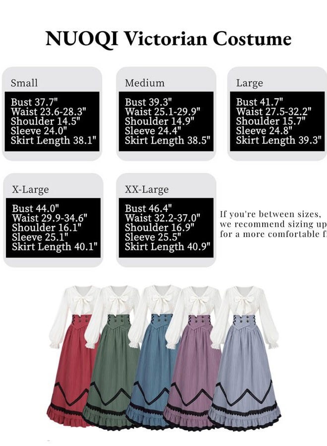 Nuoqi Edwardian Dress for Women 1800s Victorian Dress Costume Edwardian Costume Blouse Skirt Set, Purple, Medium - Image 5