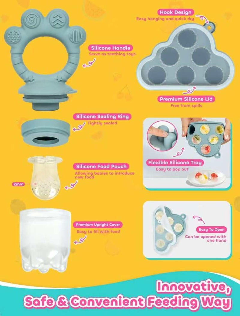 LOTBILL Baby Breastmilk Popsicle Molds  Fruit Food Feeder Pacifier Silicone Baby Food Storage Containers Baby Popsicle Molds Teething for Toddler Teething  Infant Self Feeding Blue - Image 5