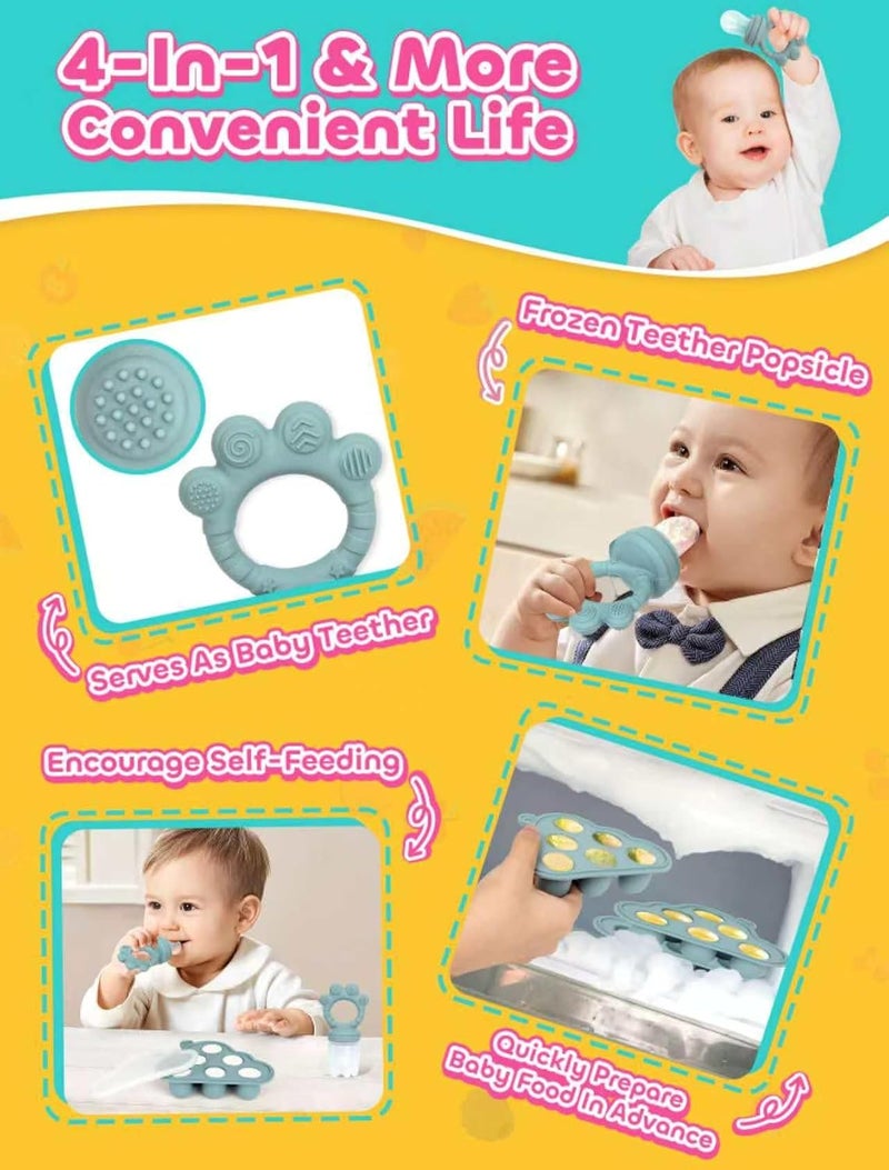 LOTBILL Baby Breastmilk Popsicle Molds  Fruit Food Feeder Pacifier Silicone Baby Food Storage Containers Baby Popsicle Molds Teething for Toddler Teething  Infant Self Feeding Blue - Image 4