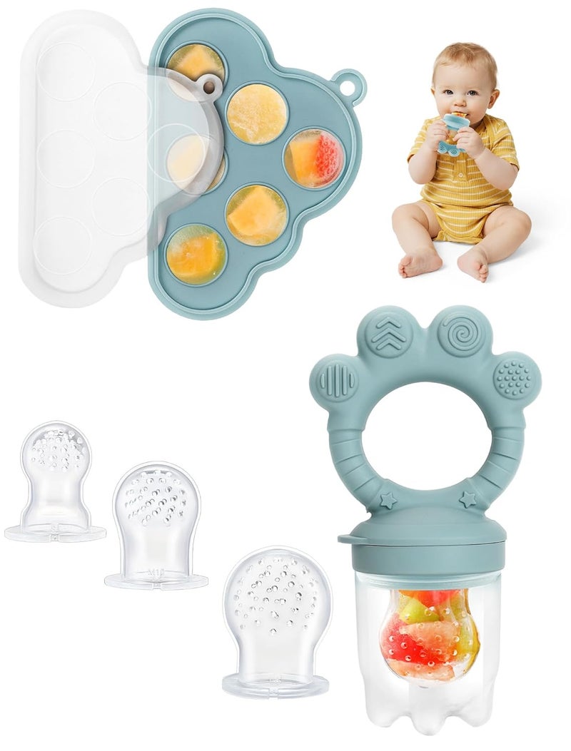 LOTBILL Baby Breastmilk Popsicle Molds  Fruit Food Feeder Pacifier Silicone Baby Food Storage Containers Baby Popsicle Molds Teething for Toddler Teething  Infant Self Feeding Blue - Image 1