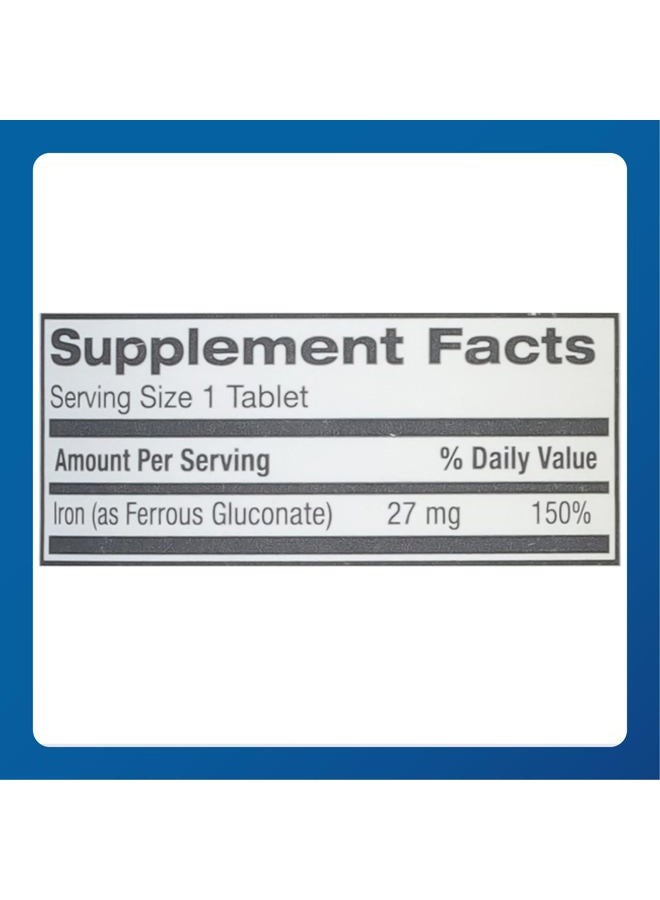 Major Pharmaceuticals Major 27 mg Ferate Tabs - Ferrous Gluconate Elemental Iron Dietary Supplement - 100 Tablets (3 Pack) - Image 5