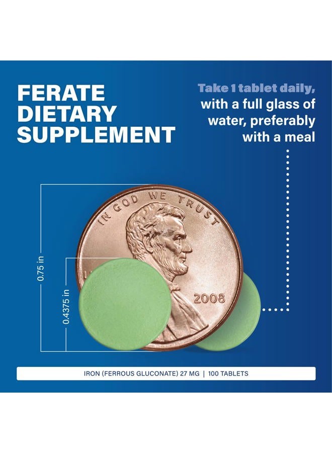Major Pharmaceuticals Major 27 mg Ferate Tabs - Ferrous Gluconate Elemental Iron Dietary Supplement - 100 Tablets (3 Pack) - Image 3